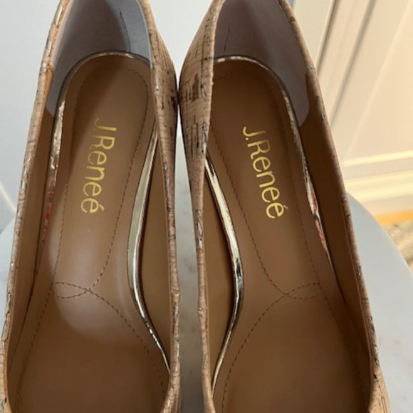 J. Renee Womens 6.5M Marekka Natural Cork/Gold Heels - Picture 5 of 7